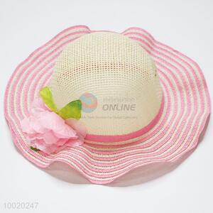 Cheap Pink Big Weave Brim Hat For Beach/Summer