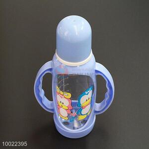 250ml Light Blue Feeding-bottle with Kawaii Cartoon Pattern, Silicone Nipple PC Bottle