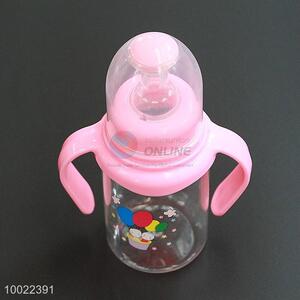 150ml Pink Feeding-bottle with Rabbits and Balloons Pattern, Silicone Nipple PC Bottle