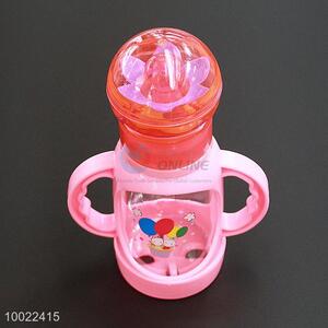 150ml Hote Sale Pink Feeding-bottle with Rabbits and Balloons Pattern, Silicone Nipple PC Bottle