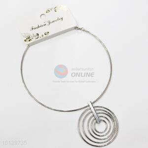 Simple fashion concentric circles silver choker