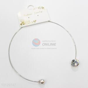 Exquisite silver iron neckalce with pearl&clear stone