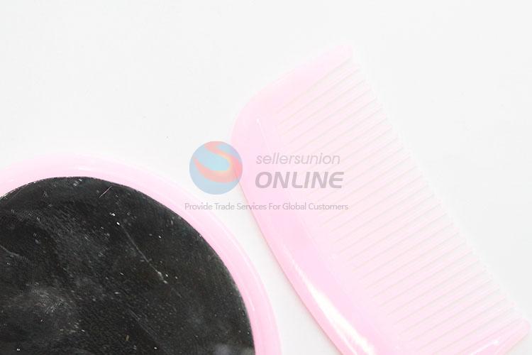 Curly travel salon hair comb with mirror