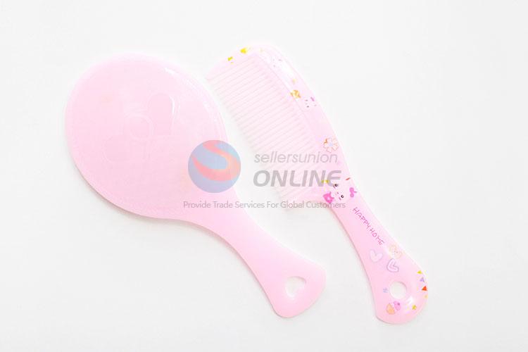 Curly travel salon hair comb with mirror