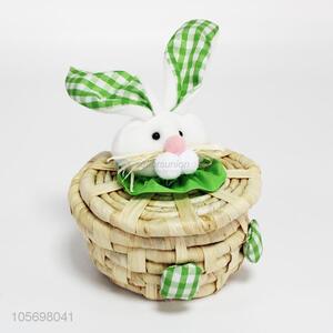 Cartoon Rabbit Design Straw Storage Basket