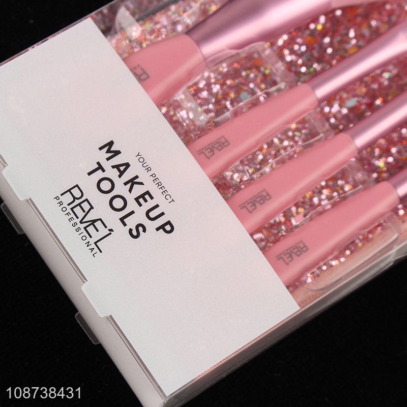 Online wholesale 4pcs makeup brushes set with glitter storage bag