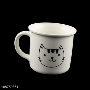 China supplier cat printed <em>ceramic</em> water <em>cup</em> water mug with handle