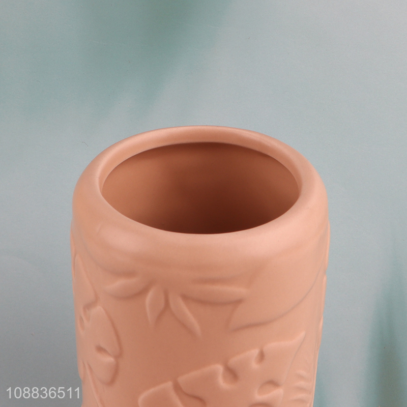 Good quality embossed ceramic mouthwash cup bathroom brushing cup
