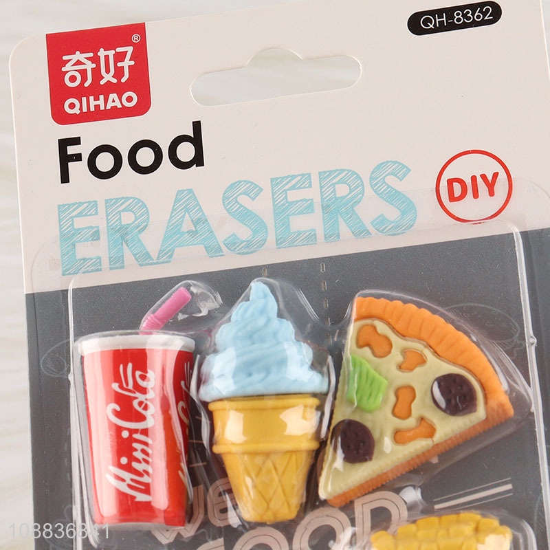 Good sale food series students stationery eraser set wholesale