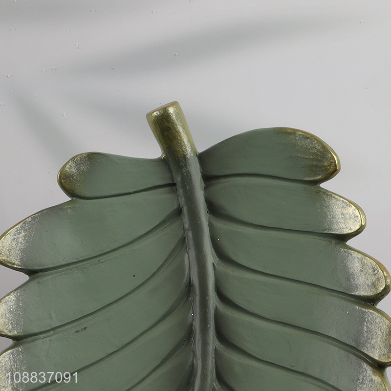 Good quality leaf shaped resin jewelry dish resin trinket tray