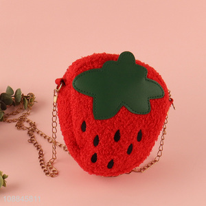 Wholesale cute strawberry shaped lipstick pouch crossbody bag