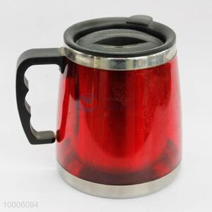 Red coffee cup with handle