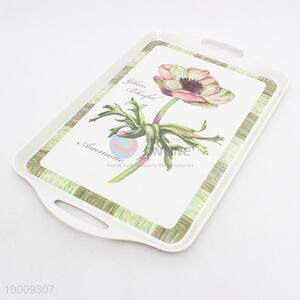 Wholesale Beatiful Flower Rectangular Plastic Fruite Salver With Handle