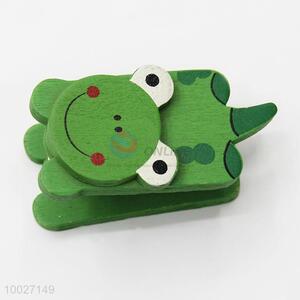 Cute green frog <em>wooden</em> stapler <em>craft</em> decorations