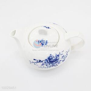Flat Teapot With Flower Pattern