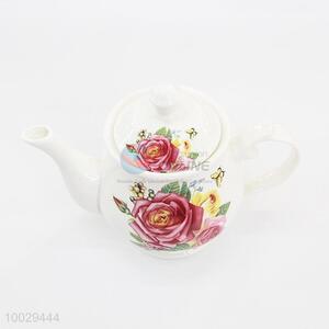 Flower Decorated Ceramic Teapot