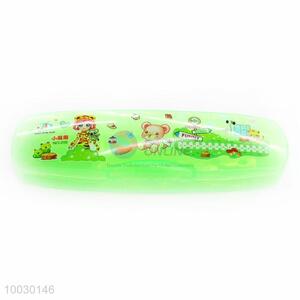 Cute Cartoon Pattern Transparent Green Plastic Pencil Box