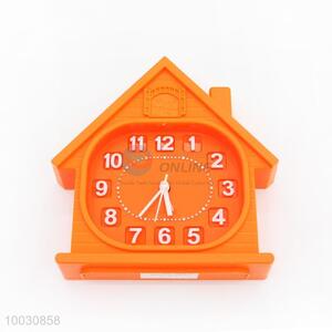 Orange House Shaped Plastic Table Clock/Alarm Clock