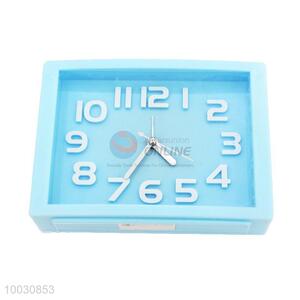 Sky Blue Rectangular Plastic Table Clock/Alarm Clock