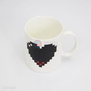 Black Mosaic Heart Pattern Color Changing Ceramic Mug Cup