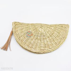 Semicircle Women Woven Clutch Bag With Zipper