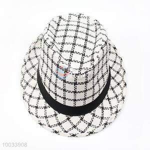 Black Check Pattern White Fashion Hat/Top Hat