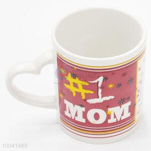 8*9.5cm Ceramic cup printed MOM logo with handle