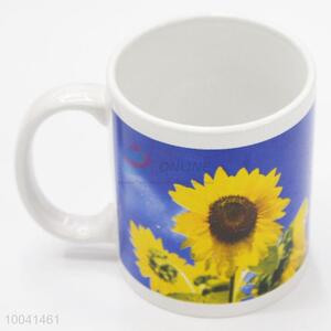 8*9.5cm Ceramic printed Sunflower cup with handle