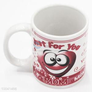 8*9.5cm Printed pattern ceramic cup with handle