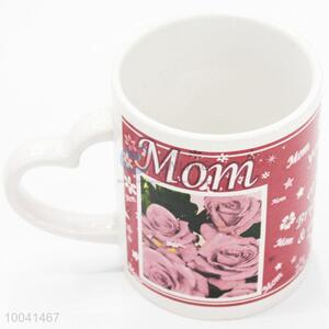 8*9.5cm Ceramic customized pattern red cup with handle