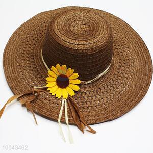 Sunflower summer paper straw big brim women hats
