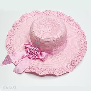 Pink straw hat/brim sun beach hat for women