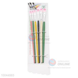 Promotional 6Pieces/Set Flat Pink Head Artist Paintbrush with Long Colourful Wooden Handle