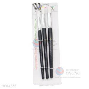 3Pieces/Set Round White Head and Wooden Handle Artist Brush with Black Handle, Art Paintbrush