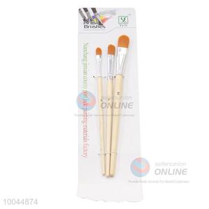 3Pieces/Set Flat Yellow Head and Wooden Handle Artist Paintbrush, Art Paintbrush
