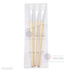 Wholesale 3Pieces/Set Flat White Head Artist Paintbrush with Long Wooden Handle