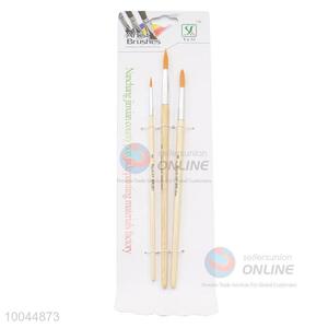 3Pieces/Set Pointed Yellow Head and Wooden Handle Artist Paintbrush, Art Paintbrush