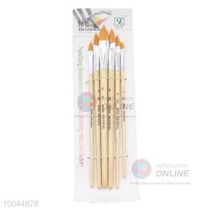 5Pieces/Set Pointed Yellow Head Artist Paintbrush with Long Wooden Handle