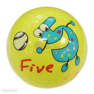 Hot Sale 9 Inch Yellow PVC Inflatable Beach Ball with Vivid Number Five