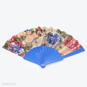 Hot Sale Spain Style Plastic&Satin Blue Hand Fan/Flat Fan