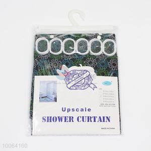 Hot Sale Three Colors Flower Dacron Shower Curtain