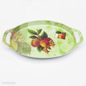 Cute green oval melamine serving tray with handle