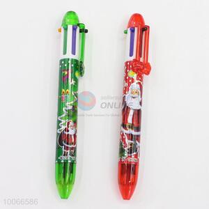 High Quality 14cm Six-colors Ball-point Pen with Santa Claus Pattern