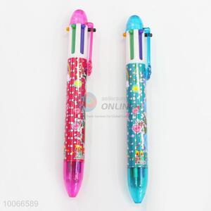 High Quality 14cm Six-colors Ball-point Pen with Flowers Pattern