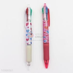 Hot Sale 14cm Four-colors Ball-point Pen with Hearts Pattern