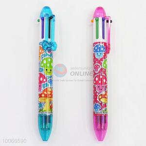 High Quality 14cm Six-colors Ball-point Pen with Mushrooms Pattern