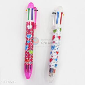 High Quality 14cm Six-colors Ball-point Pen with Hearts Pattern