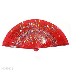 High-end wholesale printed folded wooden single face fan hand fan