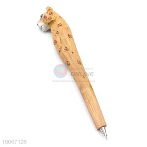 Wholesale wooden crafts bal lpen with animal on the top as gifts