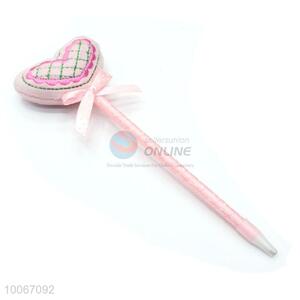 Lovely heart shape plush ball pen for sale